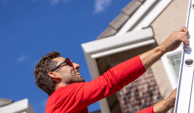 christmas lights installation on a house