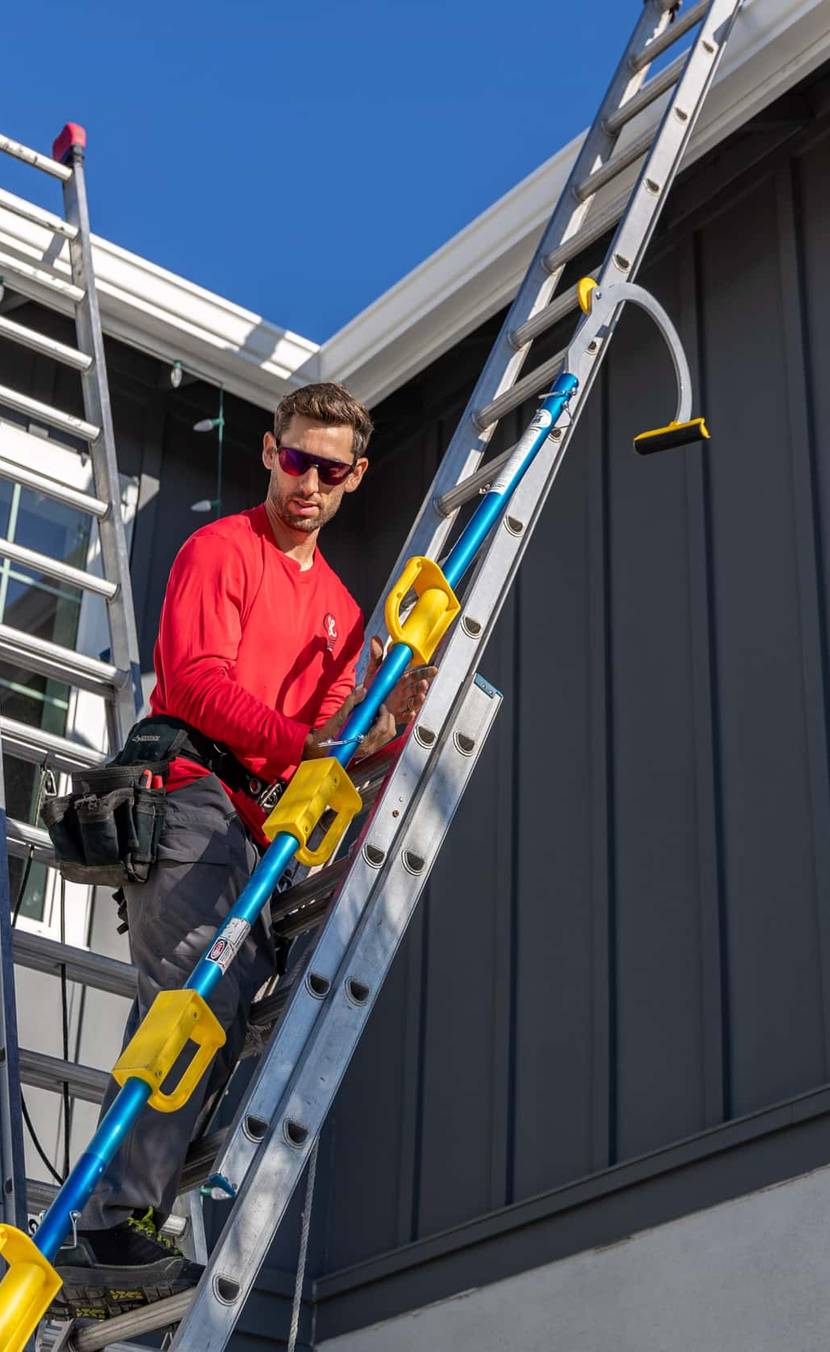 christmas lights installation on a house
