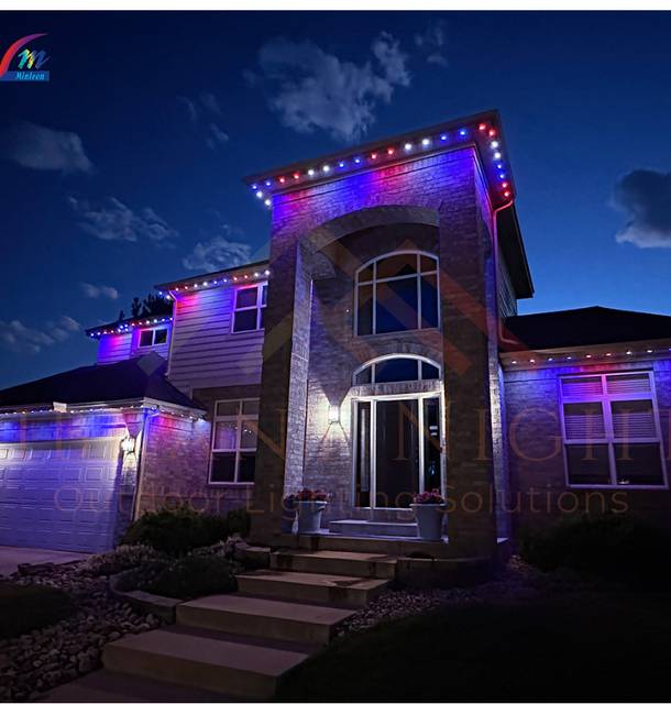 christmas lights installation on a house