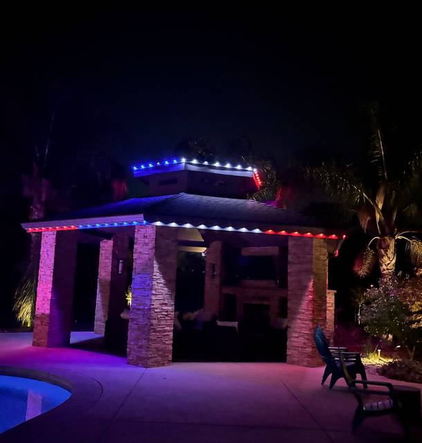 christmas lights installation on a house