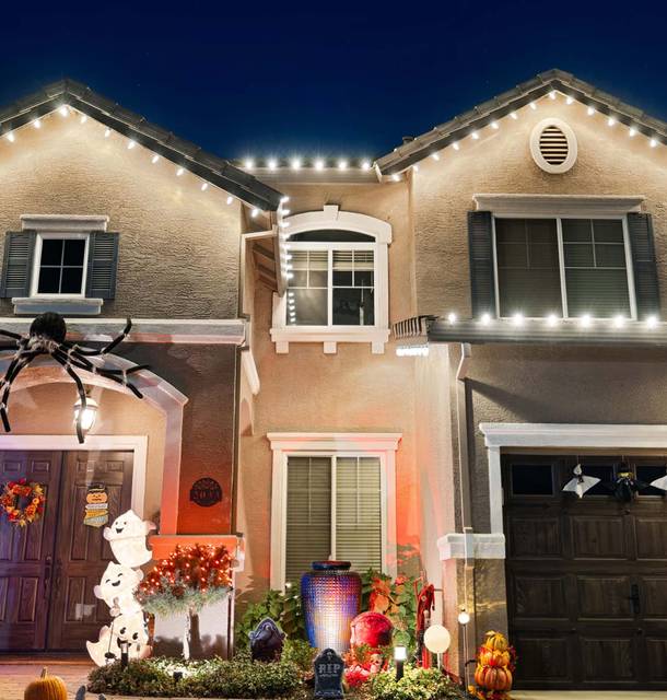 christmas lights installation on a house