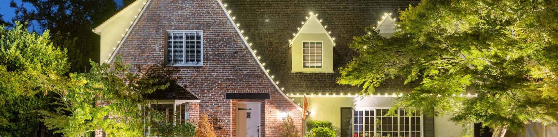 christmas lights installation on a house