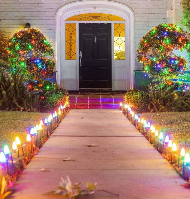 christmas lights installation on a house