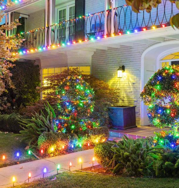 christmas lights installation on a house