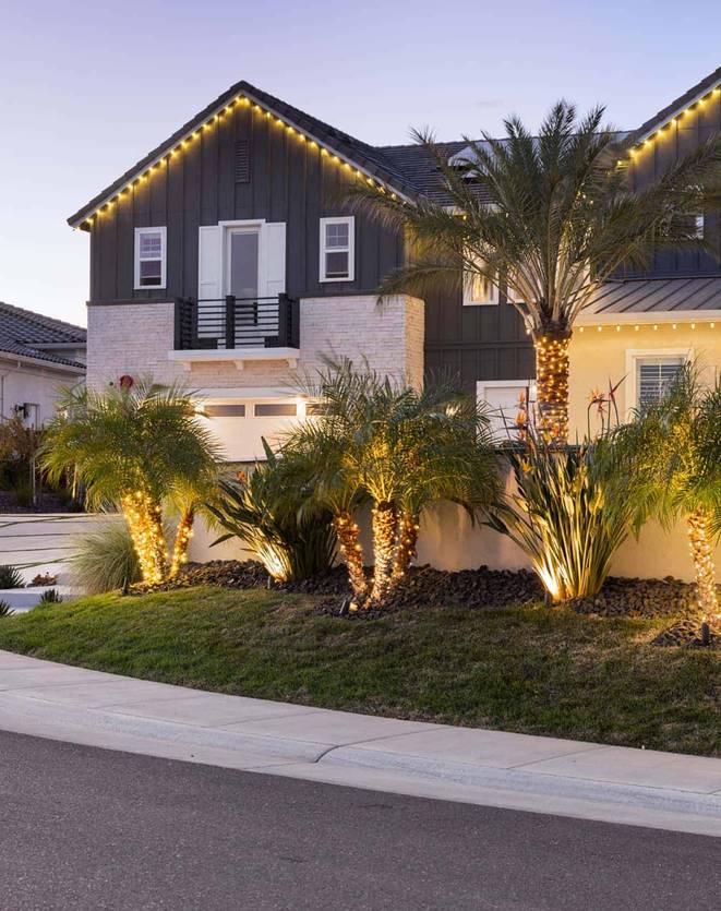 christmas lights installation on a house
