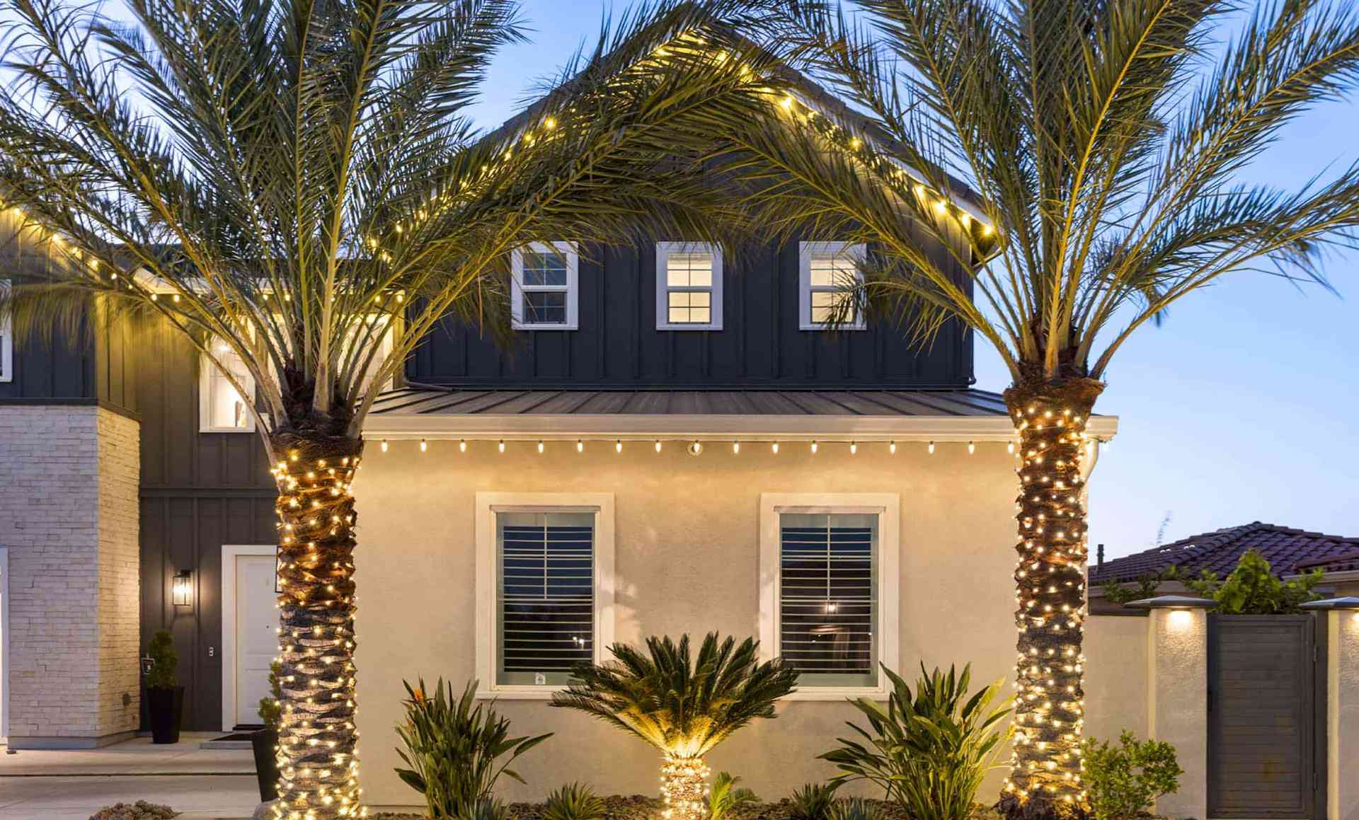 christmas lights installation on a house