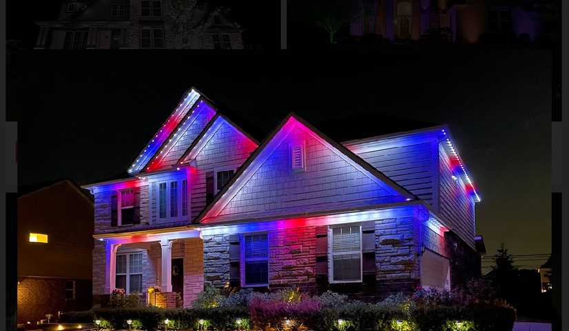 christmas lights installation on a house