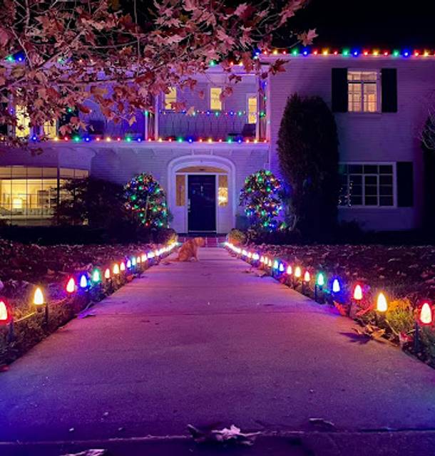 christmas lights installation on a house