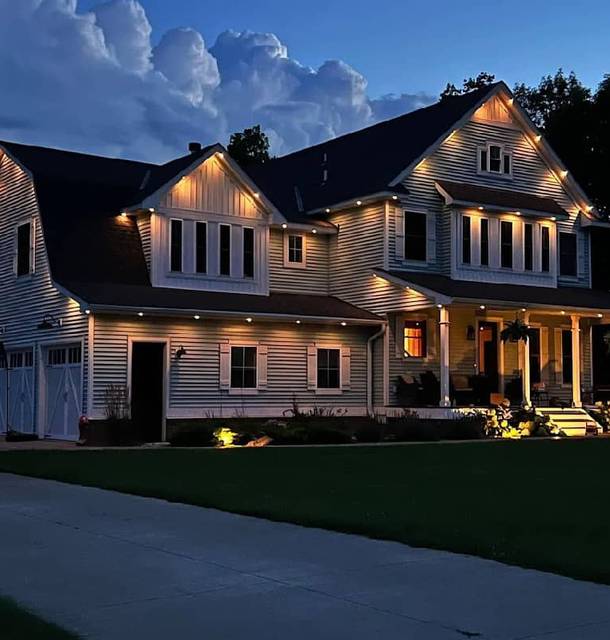 christmas lights installation on a house