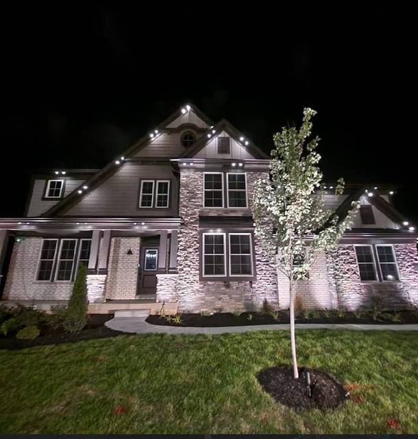 christmas lights installation on a house