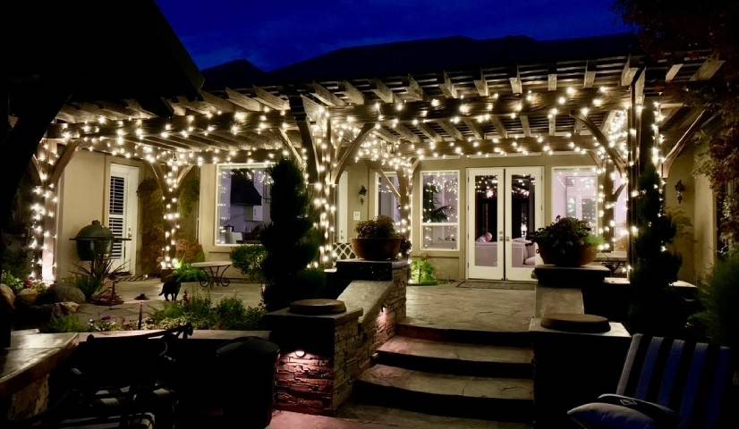 christmas lights installation on a house