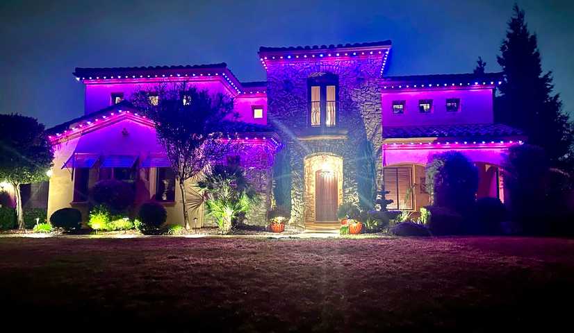 christmas lights installation on a house