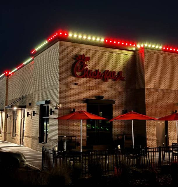 christmas lights installation on a house