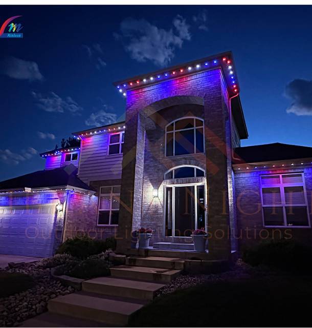christmas lights installation on a house