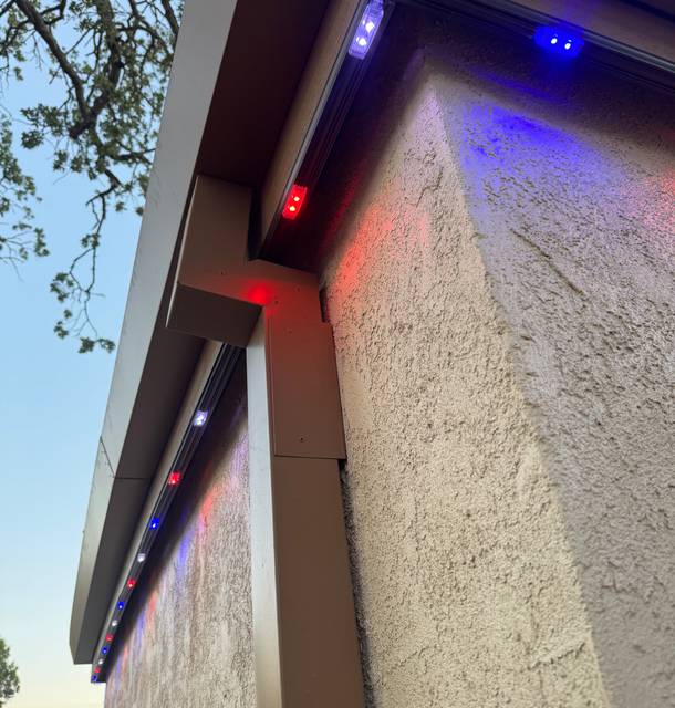 christmas lights installation on a house