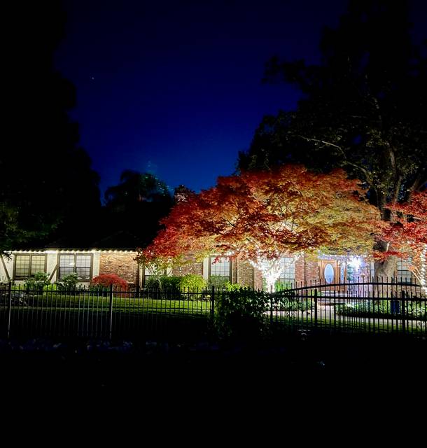 christmas lights installation on a house