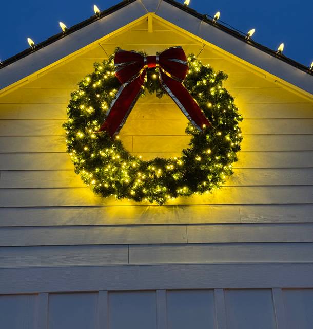 christmas lights installation on a house