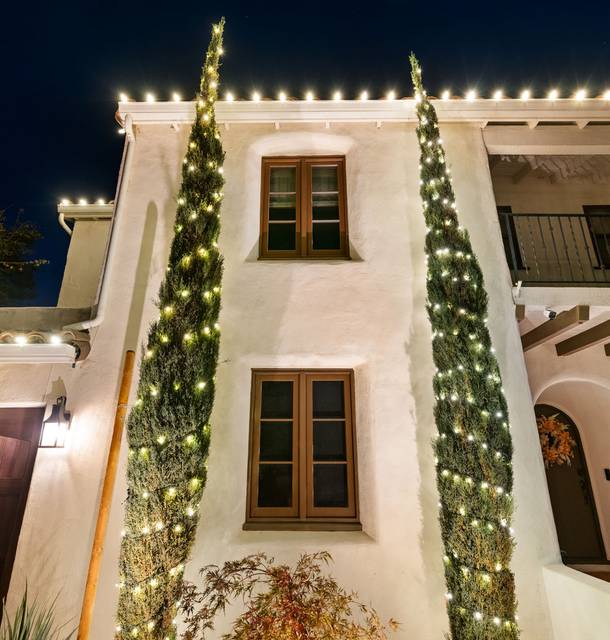 christmas lights installation on a house