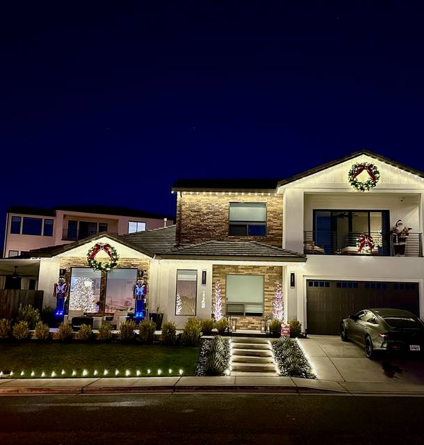 christmas lights installation on a house