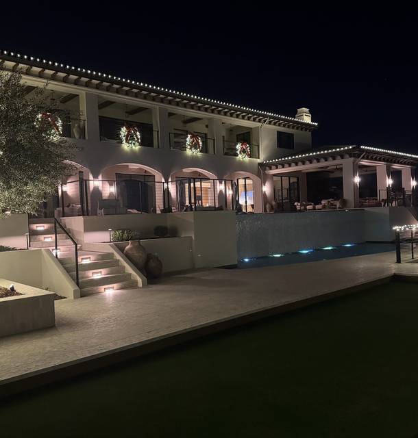 christmas lights installation on a house